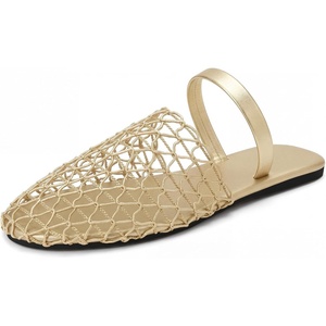 image:imageAllegra K Women Slip on Mesh Braided Hollow Out Flats SandalsGold