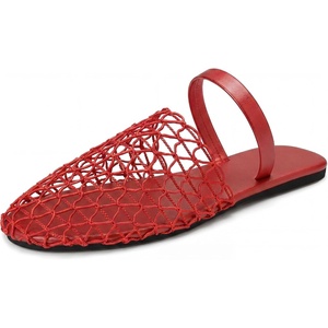 image:imageAllegra K Women Slip on Mesh Braided Hollow Out Flats SandalsRed