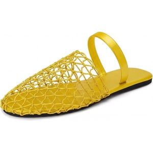 image:imageAllegra K Women Slip on Mesh Braided Hollow Out Flats SandalsYellow