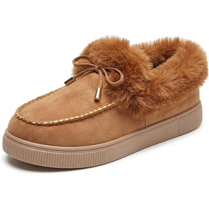 image:imageAllegra K Women Winter Faux Suede Laceup Flat Ankle Snow BootsBrown