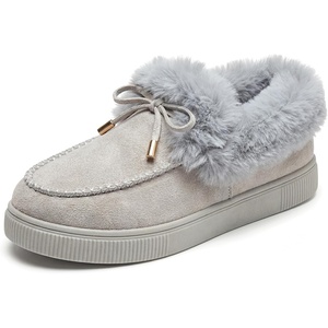 image:imageAllegra K Women Winter Faux Suede Laceup Flat Ankle Snow BootsGrey