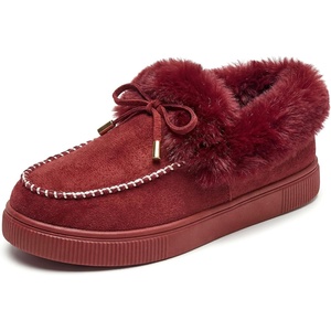 image:imageAllegra K Women Winter Faux Suede Laceup Flat Ankle Snow BootsRed