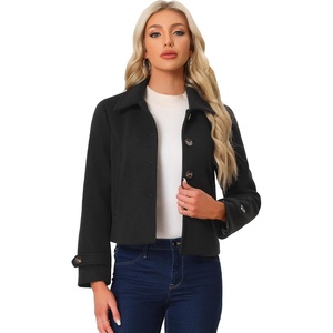 image:imageAllegra K Womens Turn Down Collar Single Breasted Outwear Winter Pea CoatBlack