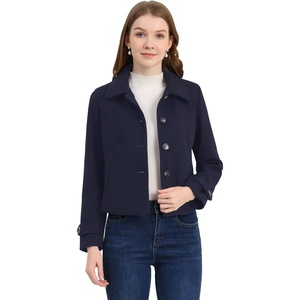 image:imageAllegra K Womens Turn Down Collar Single Breasted Outwear Winter Pea CoatNavy Blue
