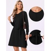 image:imageAllegra K Knit Sweater Dresses for Womens Aline Mini Dress with BeltBlack
