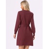 image:imageAllegra K Knit Sweater Dresses for Womens Aline Mini Dress with BeltBurgundy