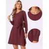 image:imageAllegra K Knit Sweater Dresses for Womens Aline Mini Dress with BeltBurgundy
