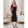 image:imageAllegra K Lace Shrug for Women Bolero Cardigan Half Sleeve Cover Up TopBurgundy