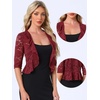 image:imageAllegra K Lace Shrug for Women Bolero Cardigan Half Sleeve Cover Up TopBurgundy