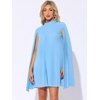 image:imageAllegra K Women Chiffon Pleated Flowy Cloak Sleeve Cape Knee Length DressBlue