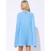 image:imageAllegra K Women Chiffon Pleated Flowy Cloak Sleeve Cape Knee Length DressBlue