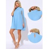 image:imageAllegra K Women Chiffon Pleated Flowy Cloak Sleeve Cape Knee Length DressBlue