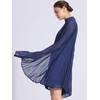 image:imageAllegra K Women Chiffon Pleated Flowy Cloak Sleeve Cape Knee Length DressDark Blue