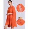 image:imageAllegra K Women Chiffon Pleated Flowy Cloak Sleeve Cape Knee Length DressOrange