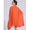 image:imageAllegra K Women Chiffon Pleated Flowy Cloak Sleeve Cape Knee Length DressOrange