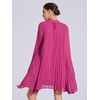 image:imageAllegra K Women Chiffon Pleated Flowy Cloak Sleeve Cape Knee Length DressPeach Pink