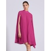 image:imageAllegra K Women Chiffon Pleated Flowy Cloak Sleeve Cape Knee Length DressPeach Pink