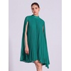 image:imageAllegra K Women Chiffon Pleated Flowy Cloak Sleeve Cape Knee Length DressPeacock Teal