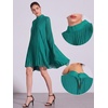 image:imageAllegra K Women Chiffon Pleated Flowy Cloak Sleeve Cape Knee Length DressPeacock Teal