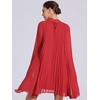 image:imageAllegra K Women Chiffon Pleated Flowy Cloak Sleeve Cape Knee Length DressRed