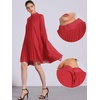 image:imageAllegra K Women Chiffon Pleated Flowy Cloak Sleeve Cape Knee Length DressRed
