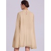 image:imageAllegra K Women Chiffon Pleated Flowy Cloak Sleeve Cape Knee Length DressTaupe