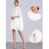 image:imageAllegra K Women Chiffon Pleated Flowy Cloak Sleeve Cape Knee Length DressWhite