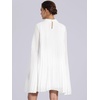 image:imageAllegra K Women Chiffon Pleated Flowy Cloak Sleeve Cape Knee Length DressWhite