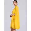 image:imageAllegra K Women Chiffon Pleated Flowy Cloak Sleeve Cape Knee Length DressYellow