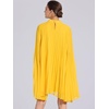 image:imageAllegra K Women Chiffon Pleated Flowy Cloak Sleeve Cape Knee Length DressYellow