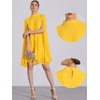 image:imageAllegra K Women Chiffon Pleated Flowy Cloak Sleeve Cape Knee Length DressYellow