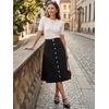 image:imageAllegra K Womens Denim Skirt A Line Button Down Midi Jean SkirtsBlack
