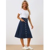 image:imageAllegra K Womens Denim Skirt A Line Button Down Midi Jean SkirtsDark Blue