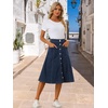 image:imageAllegra K Womens Denim Skirt A Line Button Down Midi Jean SkirtsDark Blue
