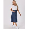 image:imageAllegra K Womens Denim Skirt A Line Button Down Midi Jean SkirtsMedium Blue