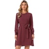 image:imageAllegra K Knit Sweater Dresses for Womens Aline Mini Dress with BeltBurgundy