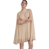 image:imageAllegra K Women Chiffon Pleated Flowy Cloak Sleeve Cape Knee Length DressTaupe