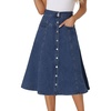 image:imageAllegra K Womens Denim Skirt A Line Button Down Midi Jean SkirtsMedium Blue