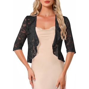 image:imageAllegra K Lace Shrug for Women Bolero Cardigan Half Sleeve Cover Up TopBlack