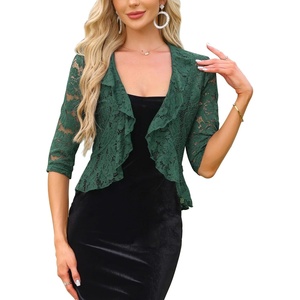 image:imageAllegra K Lace Shrug for Women Bolero Cardigan Half Sleeve Cover Up TopDark Green