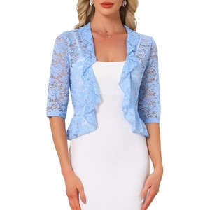 image:imageAllegra K Lace Shrug for Women Bolero Cardigan Half Sleeve Cover Up TopLight Blue