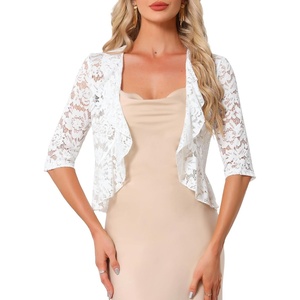 image:imageAllegra K Lace Shrug for Women Bolero Cardigan Half Sleeve Cover Up TopWhite
