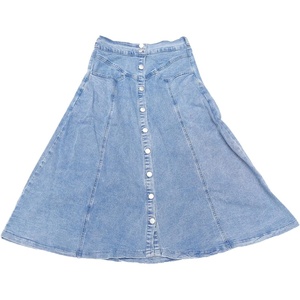 image:imageAllegra K Womens Denim Skirt A Line Button Down Midi Jean SkirtsLight Gray Blue
