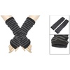 image:imageAllegra K Dark Gray Black Striped Pattern Stretchy Long Knitted Arm Warmer Gloves for Women Ladies MenDark Gray