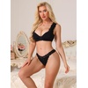 image:imageAllegra K Women Low Waist Floral Lace Breathable Stretch VShaped ThongsBlack