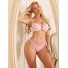 image:imageAllegra K Women Low Waist Floral Lace Breathable Stretch VShaped ThongsPink