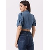 image:imageAllegra K Women Short Puff Sleeve Jean Jackets Cropped Denim JacketBlue