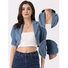 image:imageAllegra K Women Short Puff Sleeve Jean Jackets Cropped Denim JacketBlue