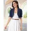 image:imageAllegra K Women Short Puff Sleeve Jean Jackets Cropped Denim JacketDrak Blue