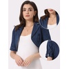 image:imageAllegra K Women Short Puff Sleeve Jean Jackets Cropped Denim JacketDrak Blue